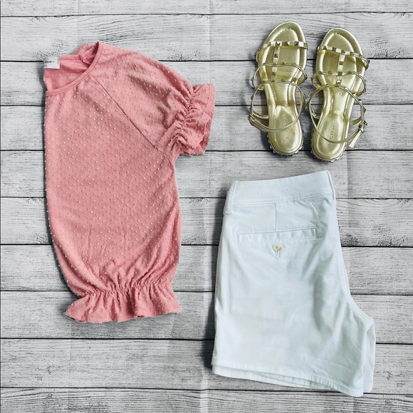 NWT Boutique Swiss Dot Ruffle Top Pink Blouse Size Small - Picture 5 of 9